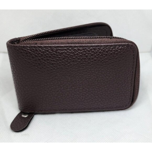 Mini Credit Card Case - Multi Card Slot Card Holder Wallet with ID Window Brown - Picture 7 of 13